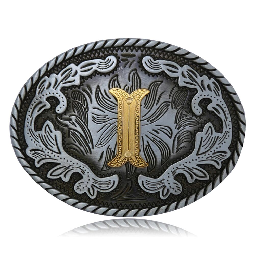 9419 Western Belt Buckle Western Cowboy Initial Letters ABCDJMR to Z Oval